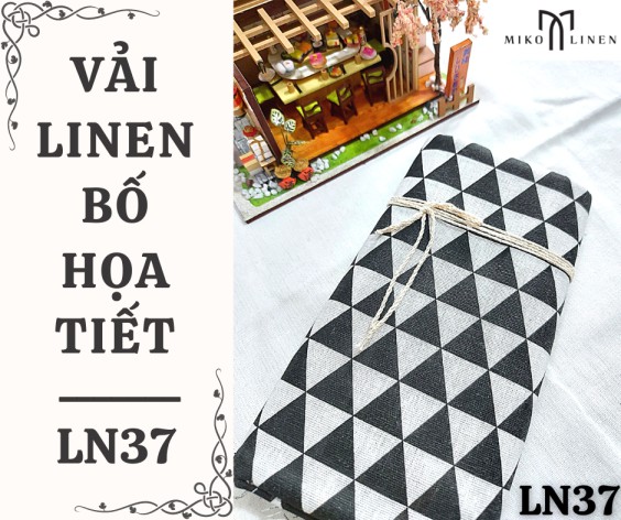 Vải linen bố họa tiết tam giác xám - LN37