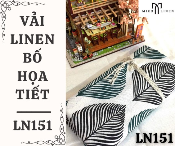 Vải linen bố họa tiết đuôi công - LN151