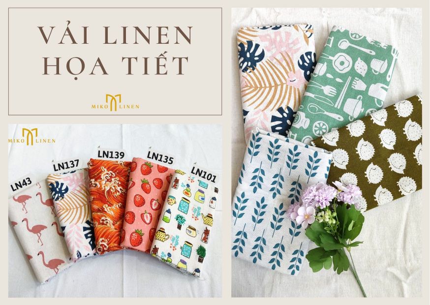 vải linen bố họa tiết - Mikolinen