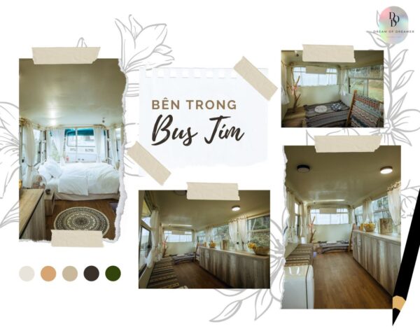 BUS TÍM - Mang một không gian tươi sáng hơn khi chọn rèm canvas mộc màu trắng tẩy, Cre pic: Dream Of Dreamer Homestay